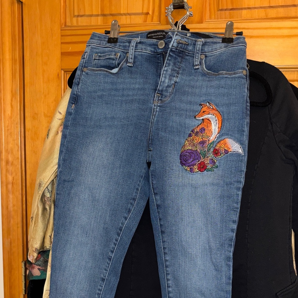 Banana Republic Denim Jeans with Fox Embroidery